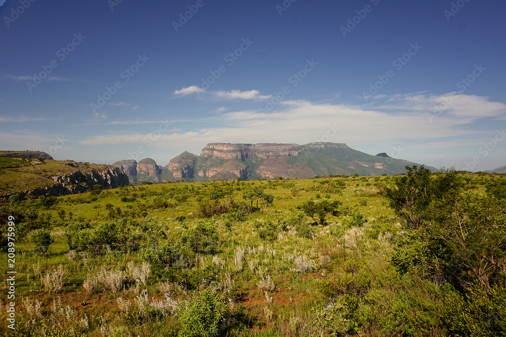 Blyde River Canyon panorama from God's window viewpoint. Mpumalanga region landscape, South Africa