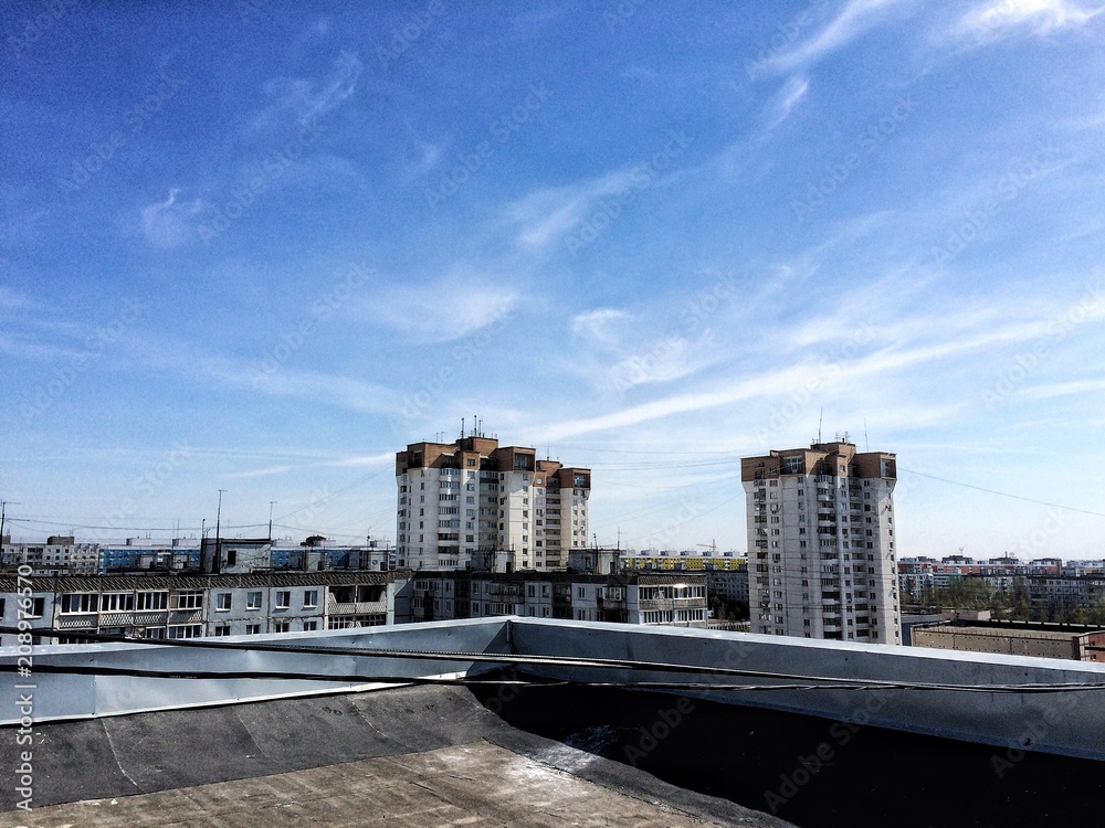 Naklejka premium view from the roof of an ordinary city