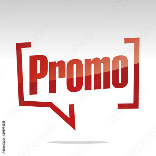Promo in brackets white red isolated sticker icon