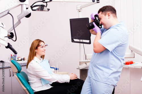 Woman in a Dentist office choosing
