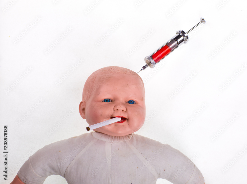 Naklejka premium doll head, Halloween