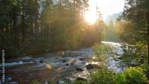 Beautiful morning shot of the Merced River in Yosemite. photo