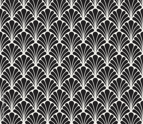 Classic Leaves Art Deco Seamless Pattern. Geometric Leaf Stylish Texture. Abstract Feather Retro Vector Texture.