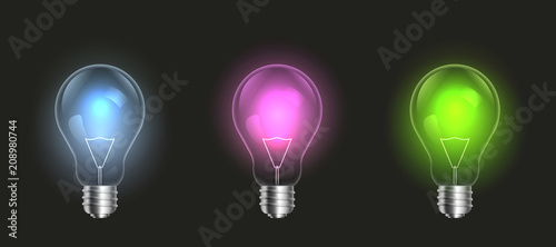 Creative vector of isolated light bulbs on background. Art design illustration new ideas with innovation, creativity. Abstract concept graphic LED lightbulb element. Business leadership