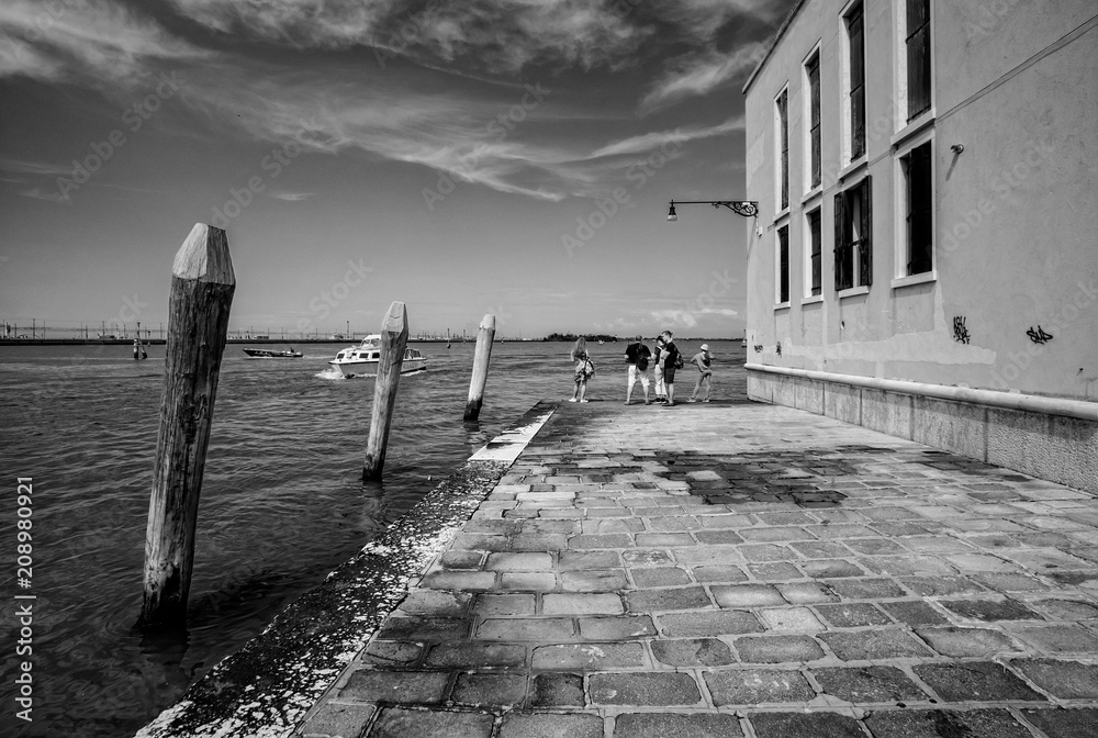 Obraz premium Bridges and canals of Venice. Italy. Black and white.