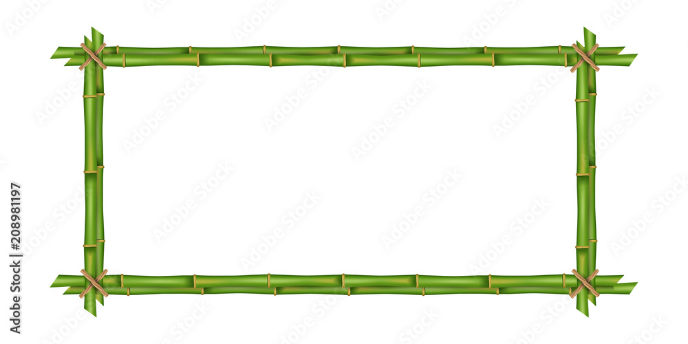Fototapeta Creative vector illustration of bamboo stems frame isolated on background. Art design blank mockup template. Rope, paper, silk canvas. Abstract concept tropical signboard. Empty place for your text