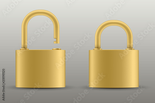 Creative vector illustration of realistic closed padlock for protection privacy isolated on transparent background. Art design metal steel lock. Closed and open. Abstract concept graphic element