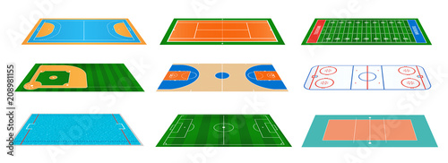Creative vector illustration of sport game fields marking isolated on background. Graphic element for handball, tennis, american football, soccer, baseball, basketball, hockey, water polo, volleyball