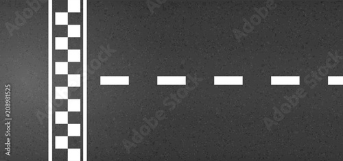 Creative vector illustration of finish line racing background top view. Art design. Start or finish on kart race. Grunge textured on the asphalt road. Abstract concept graphic element