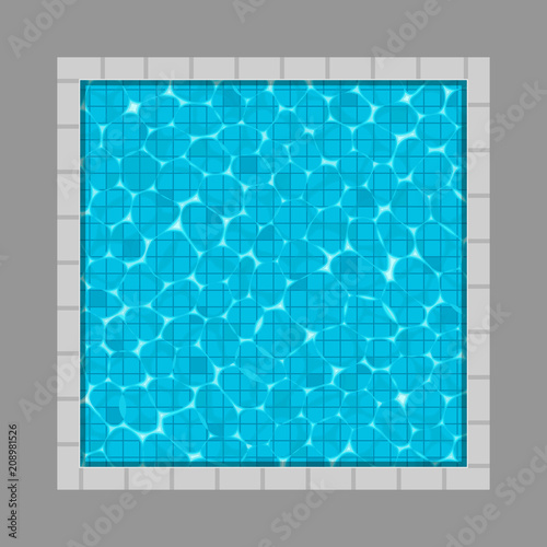 Creative vector illustration of swimming pool top view with reflection background. Art design of shimmering turquoise tropical clear water with ripples. Abstract concept graphic summer element