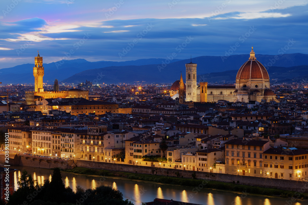 View of the Basilica di Santa Croce in Florence from a height
