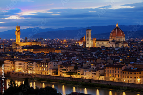 View of the Basilica di Santa Croce in Florence from a height