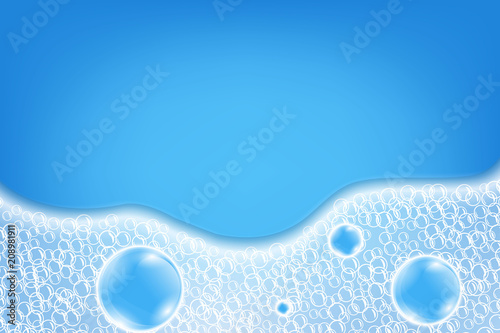 Creative vector illustration of realistic water air soap bubbles isolated on background. Art design shampoo foam backdrop. Abstract concept graphic element with copy space place for text
