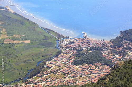 Akyaka cityscape from sakartepe with aegean sea photo