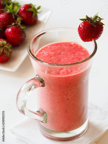 Strawberry smoothie with banana and milk
