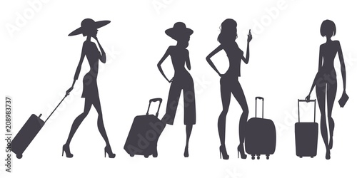 traveling women, silhouettes