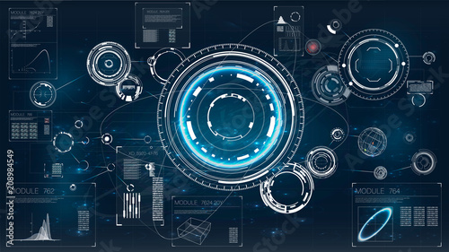 Hud. Icon with hud. Futuristic interface element. Digital radar screen. Hud technology innovation. 