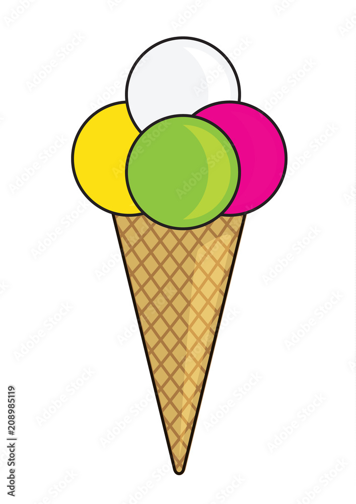 Icona gelato con tre gusti Icona gelato con tre gusti