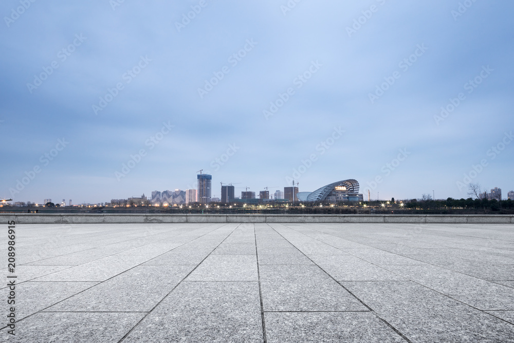 empty ground with modern city skyline empty ground with modern city skyline