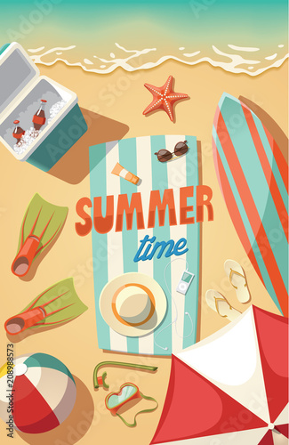 Summer time,beach stuff necessary for vacation