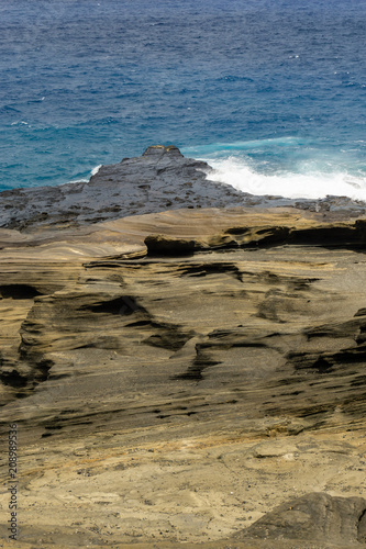 Wallpaper Mural Scenic ocean shore with wave like rock cliffs on Oahu, Hawaii Torontodigital.ca