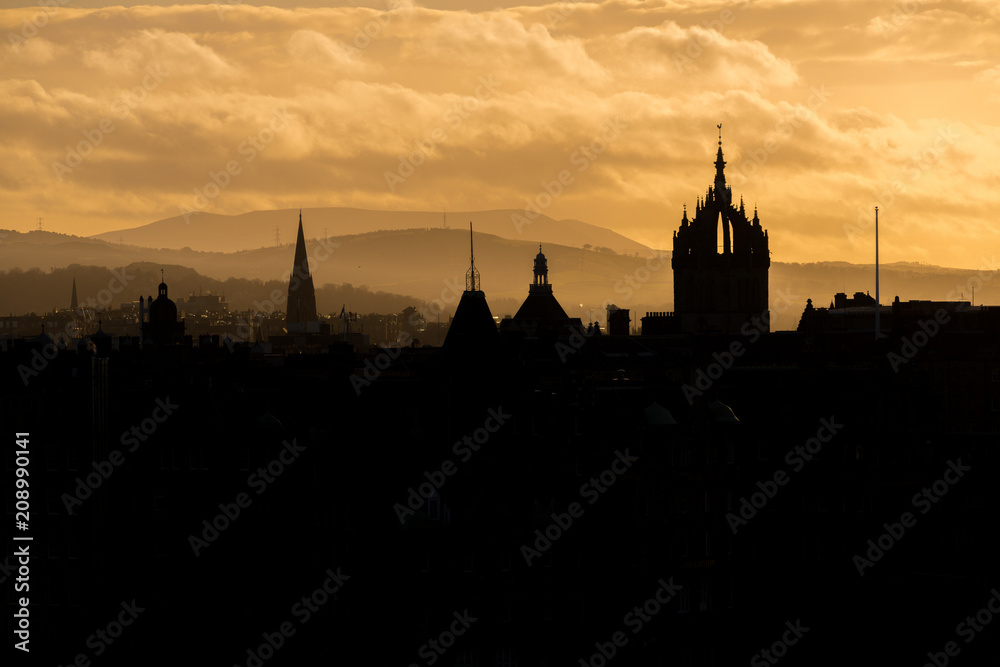 Edinburgh Cityscape in Sunset
