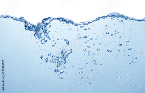 water surface with splash and air bubbles underwater