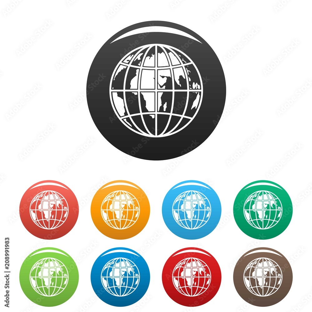 Planet earth icon. Simple illustration of planet earth vector icons set color isolated on white Planet earth icon. Simple illustration of planet earth vector icons set color isolated on white