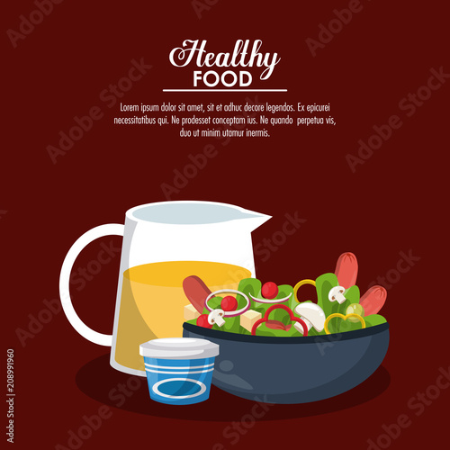 Salad healthy food with information vector illustration graphic design