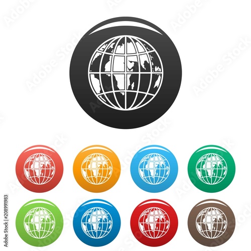 Planet earth icon. Simple illustration of planet earth vector icons set color isolated on white