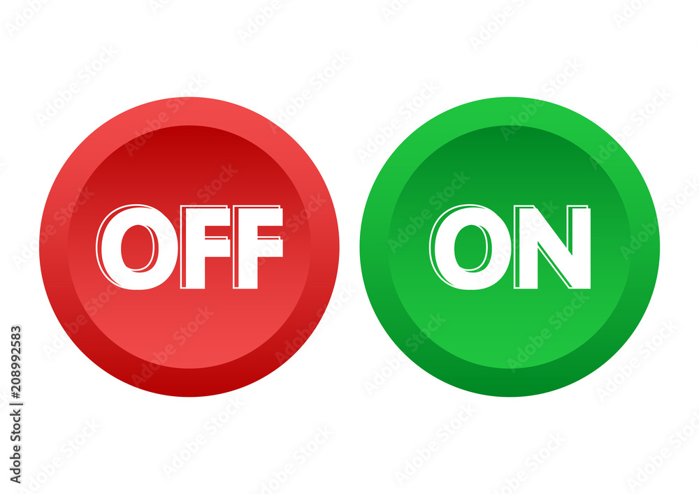 Red and green buttons ON/OFF. Vector illustration Red and green buttons ON/OFF. Vector illustration