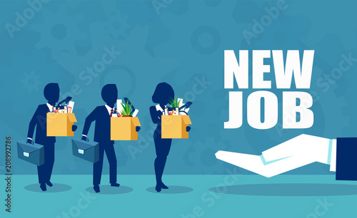 Vector of a corporate boss offering a new employment opportunity to employees