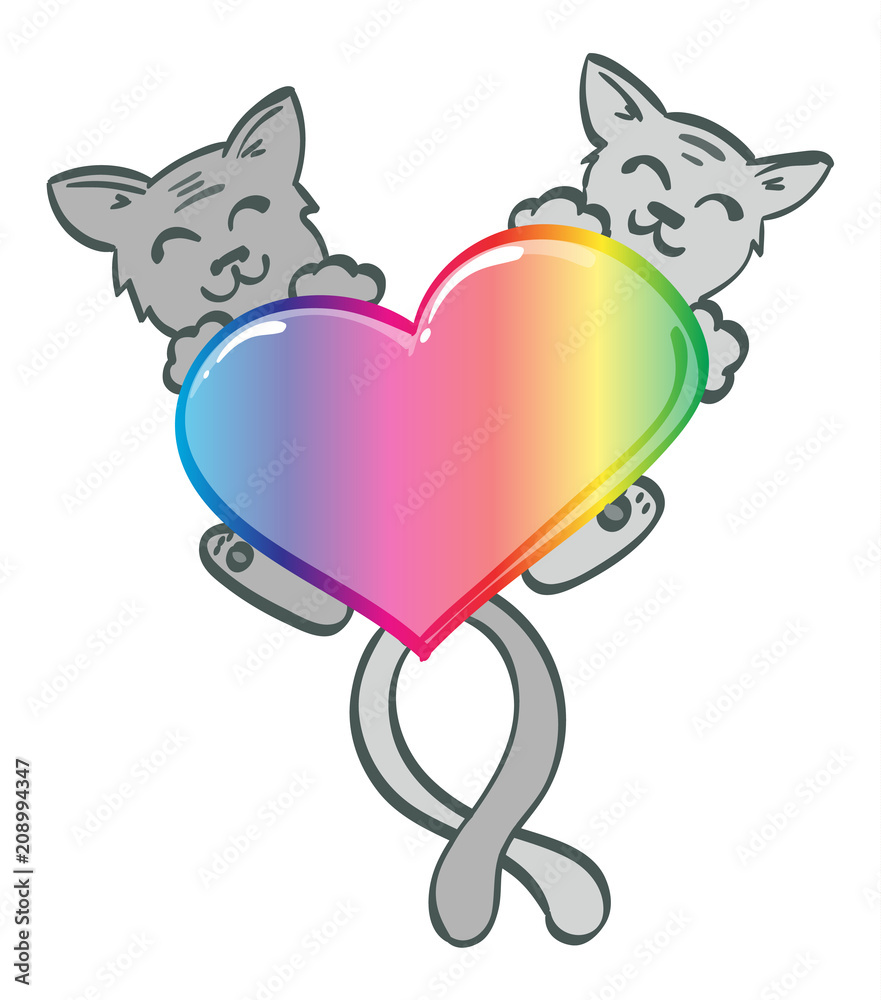 Rainbow Heart Pride Cats Rainbow Heart Pride Cats