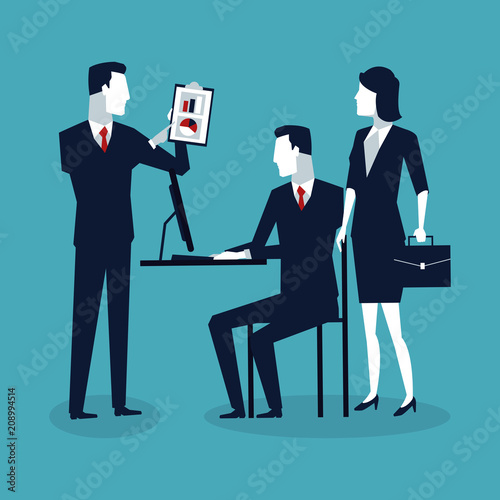 Business worker negotiating cartoons vector illustration graphic design