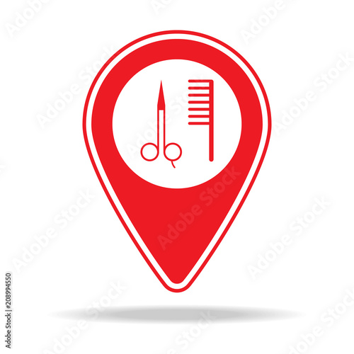 beauty salon map pin icon. Element of warning navigation pin icon for mobile concept and web apps. Detailed beauty salon map pin icon can be used for web and mobile