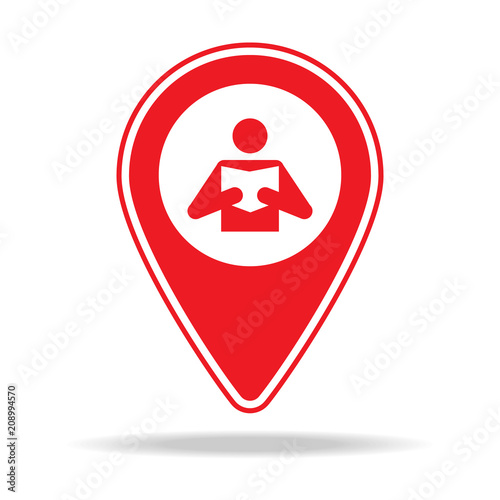 library map pin icon. Element of warning navigation pin icon for mobile concept and web apps. Detailed library map pin icon can be used for web and mobile