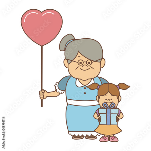 Cute grandmother with granddaugther vector illustration graphic design photo