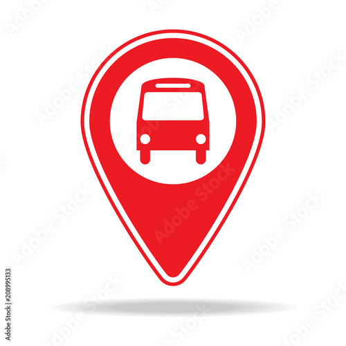 bus station map pin icon. Element of warning navigation pin icon for mobile concept and web apps. Detailed bus station map pin icon can be used for web and mobile