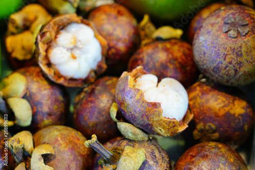 Mangosteen fruit at an Asian market