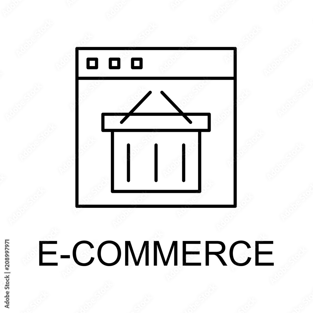 e-commerce website line icon. Element of seo and web optimization icon with name for mobile concept and web apps. Thin line e-commerce website line icon can used for web and mobile e-commerce website line icon. Element of seo and web optimization icon with name for mobile concept and web apps. Thin line e-commerce website line icon can used for web and mobile
