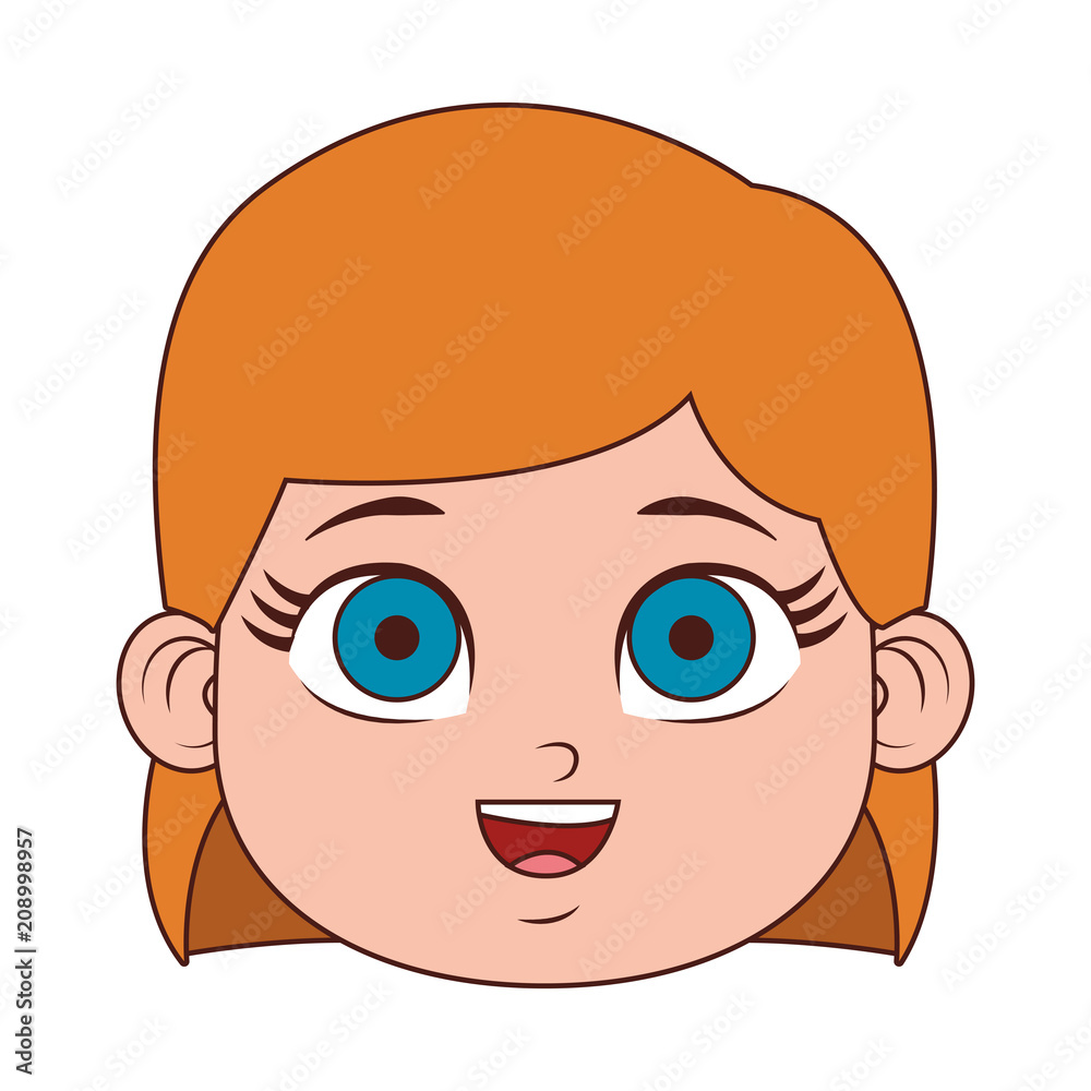 Beautiful girl face cartoon vector illustration graphic design