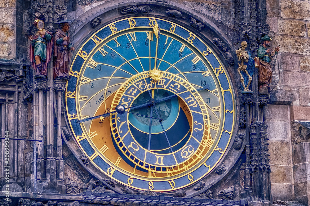An Old Astronomical Clock From An Ancient Town Square Prague