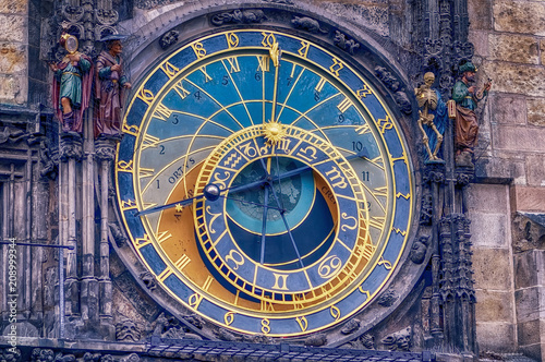 An Old Astronomical Clock From An Ancient Town Square Prague