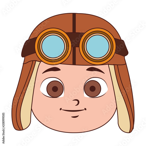 Cute boy with aviator hat and glasses vector illustration graphic design