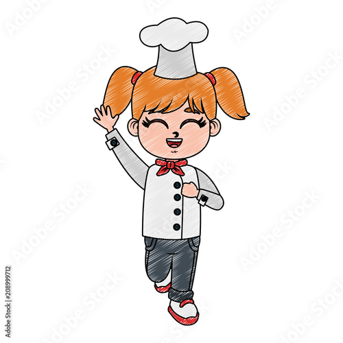 Beautiful chef girl cartoon vector illustration graphic design