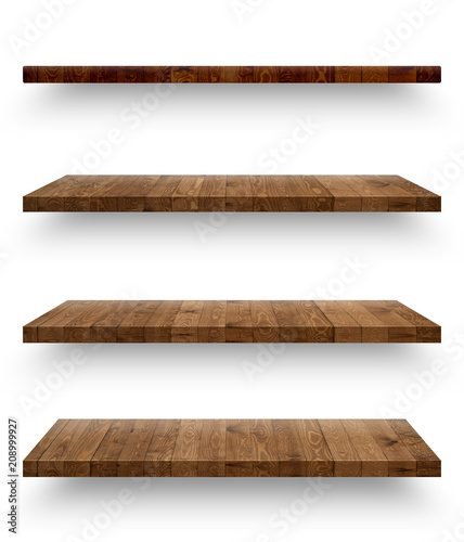 Fényképezés Wooden shelf isolated on white background with clipping path