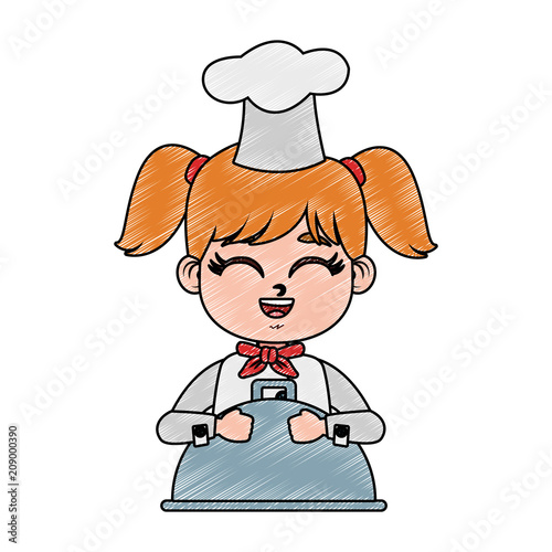 Beautiful chef girl cartoon vector illustration graphic design