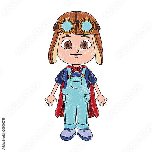 Cute boy with aviator hat and glasses vector illustration graphic design