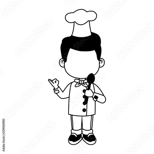 Cute chef boy cartoon vector illustration graphic design