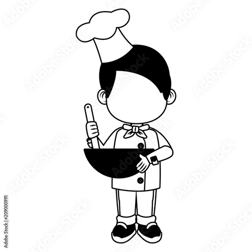 Cute chef boy cartoon vector illustration graphic design